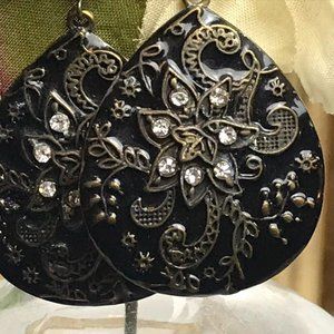 Black and Brown Round Drop Earring